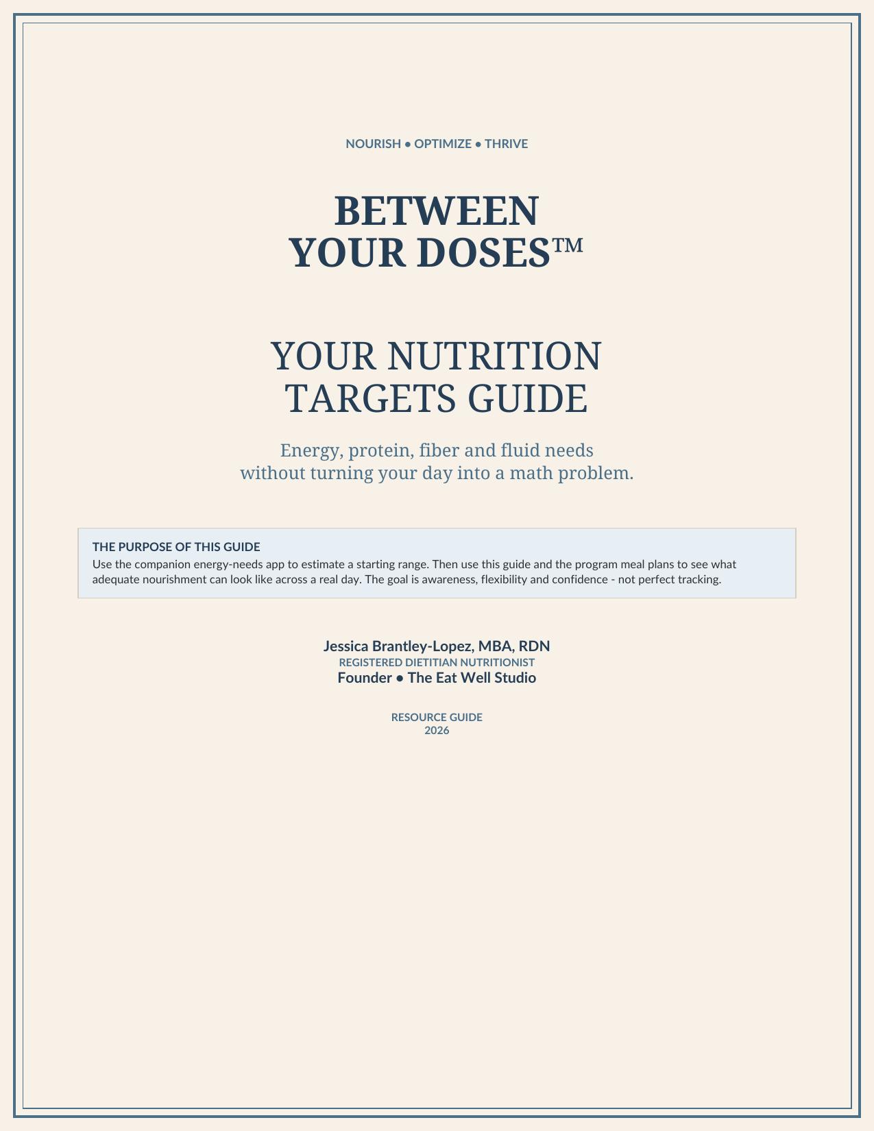 Between Your Doses™ Nutrition Targets Guide cover
